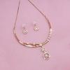 Rose Gold CZ Geometric Designer Necklace Set For Women