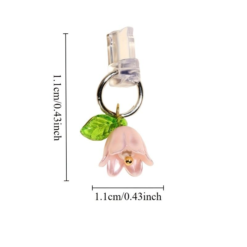 1 шт. Трехмерный колокольчик-орхидея лист мобильный телефон порт для зарядки пылезащитная заглушка, подвеска с искусственным жемчугом/подходит для iPhone/Type-C