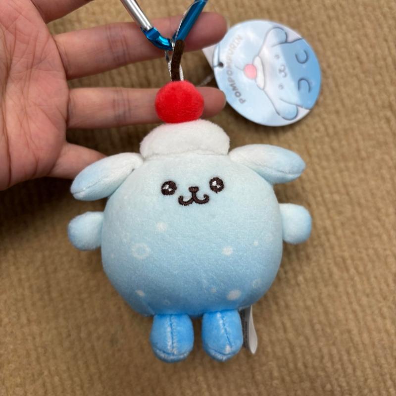 Vibrant Summer Pompompurin Plushie Keychain Sanrio Fluffy Bag Pendant Kawaii Chonky Purin Doggy Stuffed Doll Toy Mint Chocolate