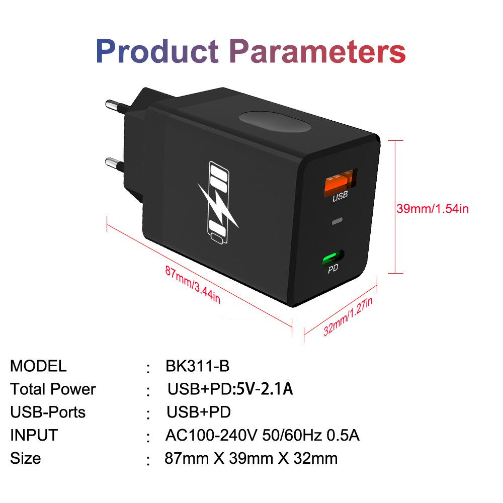 Thumbprint Dual USB 2.4A Travel Charger - US, EU, KR, UK Plugs