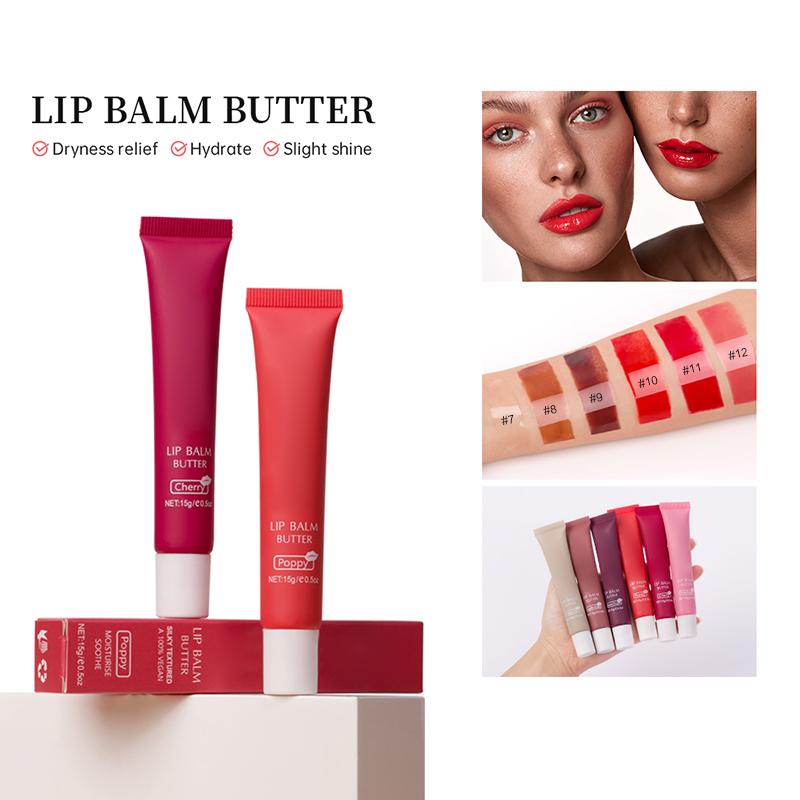 6Pcs Tinted Lip Butter Balm Set 6 Scents Shea Butter Lip Mask For Dry Lips 15g Each