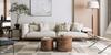 Nesting Coffee Table Set of 2, Wooden Circle Accent Tables for Small Spaces Living Room Bedroom Balcony Office Drum Side Table, Brown Burl