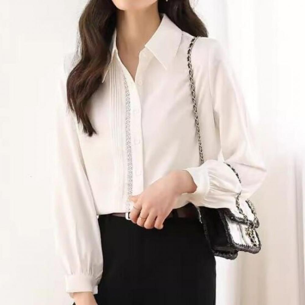 Navava Women Luxury Detail Point Long Sleeve Shirt Nb2434