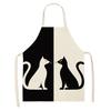 1 Pack Black Cat Pattern Men and Women Suitable for Home Dinner Kitchen Cooking Apron Cleaning Apron Anti-fouling
