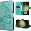 Case - BOOLING - for Samsung Galaxy S23 - Shockproof - Butterfly - Green Leather Effect