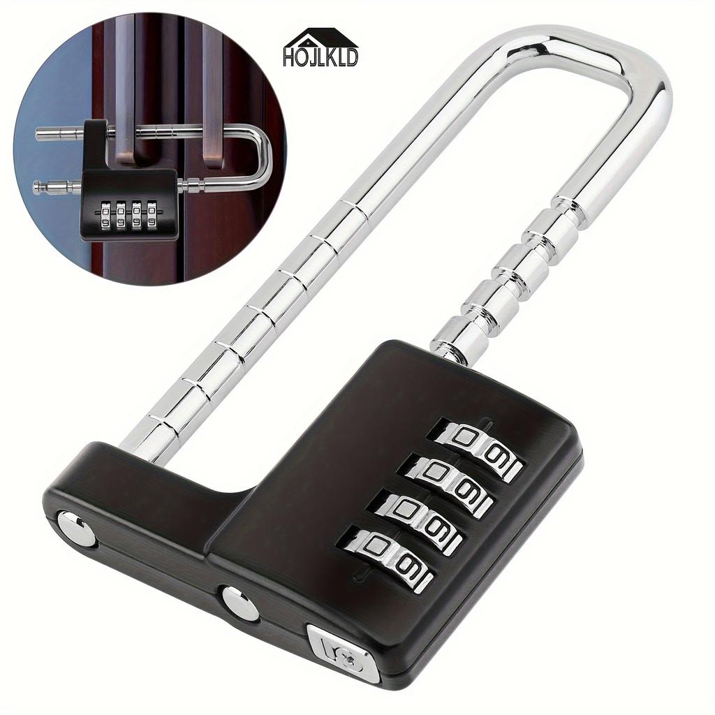 Heavy-Duty Stainless Steel Combination Lock with Adjustable Shackle - 4-Digit Code for School, Gym Lockers & Outdoor Gates, Cupboard Lock, Fence Door