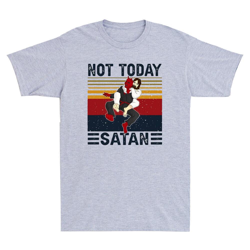 Jiu Jitsu Jesus Not Today Satan Funny Christian Gift Vintage Men's T-Shirt White