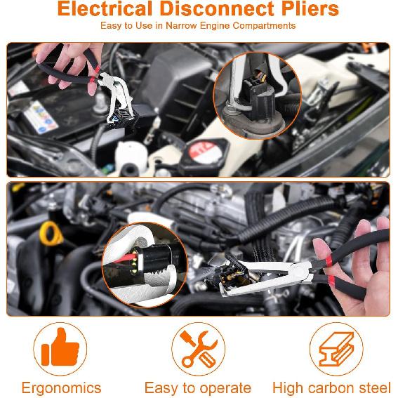 4Pcs Electrical Disconnect Pliers 37960, 60 Degree Electrical Connector Pliers 37980, Electrical Connector Separator 13120 With11 Terminal Removal