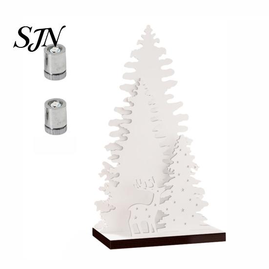 Christmas Party Scene Props Vintage Wooden Tree, LED Lighted Tabletop Centerpiece Decorations, Led Xmas Decor Winter Reindeer Desktop Indoor