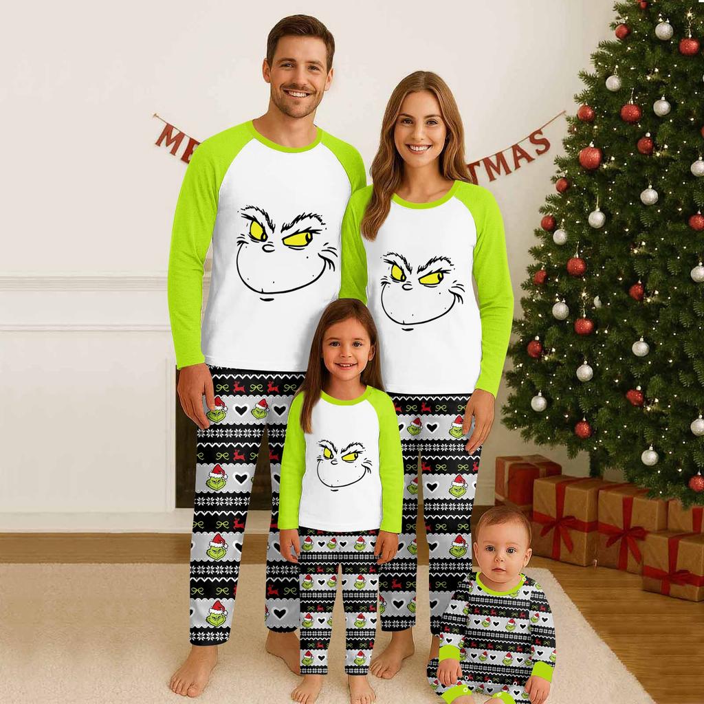 Family Matching Print Sets Pajamas Loungewear Outfits Family Matching Long Sleeve Tops+Pants Set
