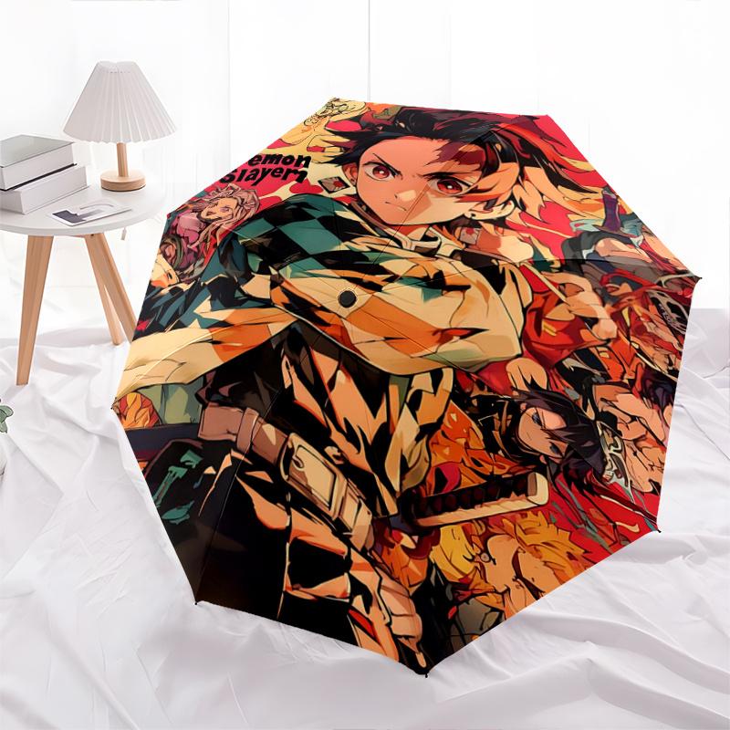 1pc Demon Slayer Character Automatic Opening and Closing Folding - A Good Choice for Gifts, Fashionable and Convenient Umbrella With Cute Cartoon