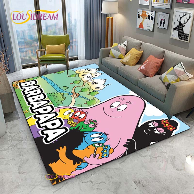 Barbapapa Cartoon Anime Carpet for Living Room Sofa Coffee Table Bedroom Rug Kitchen Kids Door unslip floor Mat Birthday gift