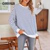 Autumn Women's Plus Size Oversized Loose Casual Striped Sweatshirt