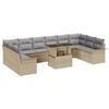11-Piece Garden Sofa Set with Beige Cushions Poly Rattan, 2-Seater Garden Sofa with Storage 3357093