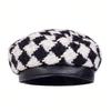 Модная клетчатая беретная шапка, унисекс, шляпа художника, для отдыха на открытом воздухе, ветрозащитная и теплая, кепка газетчика