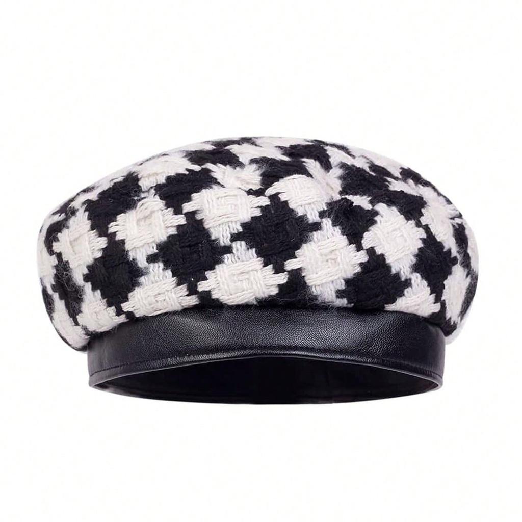Модная клетчатая беретная шапка, унисекс, шляпа художника, для отдыха на открытом воздухе, ветрозащитная и теплая, кепка газетчика