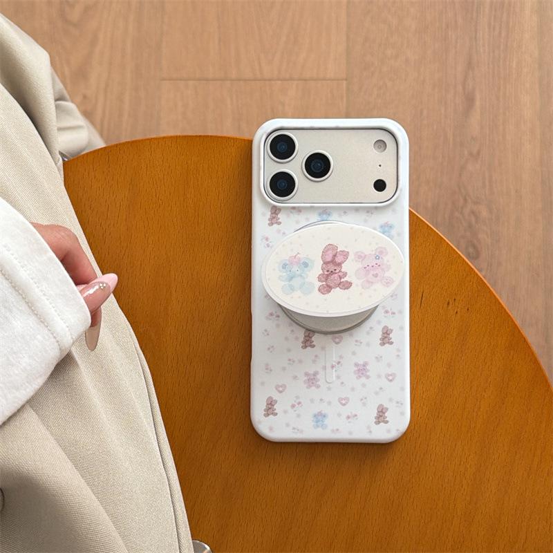 Чехол-подставка с магнитом 'Цветочный кролик' для iPhone 17/16 Pro Max/15 Pro