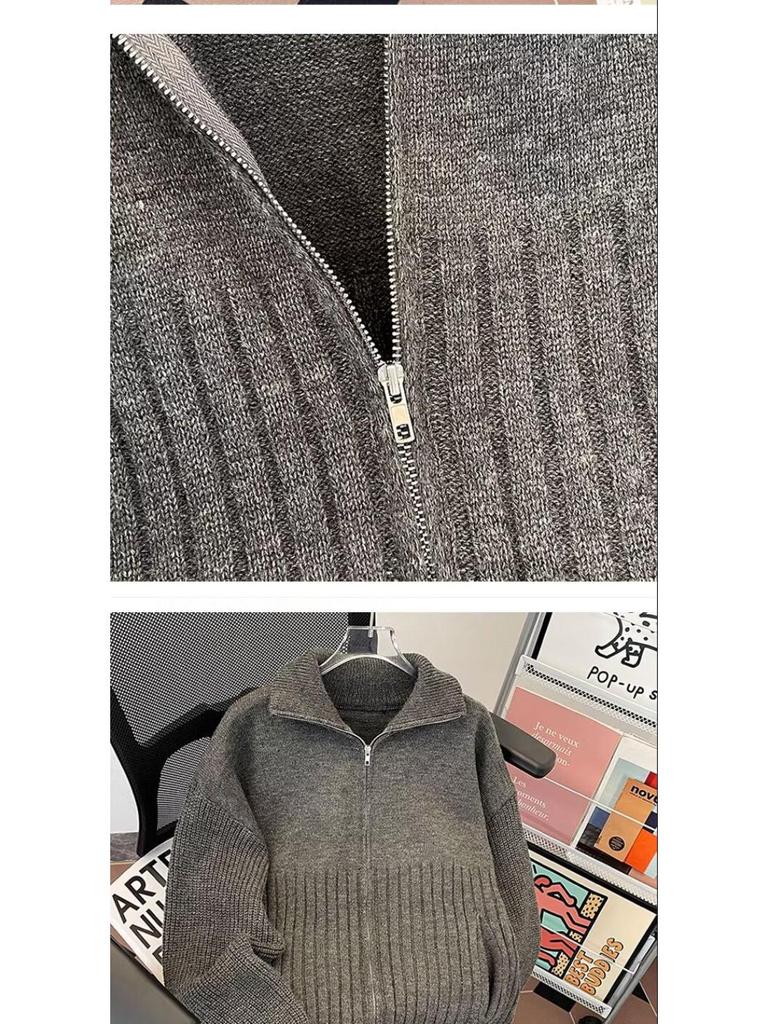 Унисекс осенний свитер с высоким воротником: Стильный дизайн крупной вязки для непринужденного комфорта
