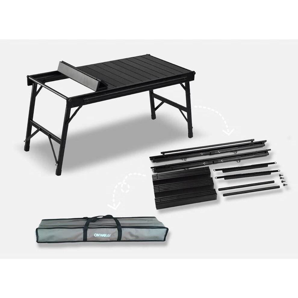 Camping tableFolding aluminum wood low tableCamping tableOutdoor chair tableOW-8242 Black