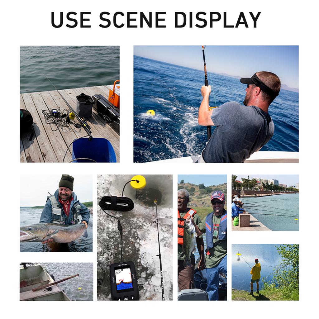 Эхолот Fish Finder Ручной Детектор Рыбы Датчик с ЖК-дисплеем Портативный Лодка Каяк Ночная Рыбалка Эхолот Максимальная Глубина 100M