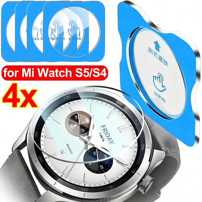 1-4Pcs Premium Screen Protectors for Xiaomi Watch S5 S4 41mm Smartwatch 9H Hardness Tempered Glass Film with Auto Alignment Kit 7