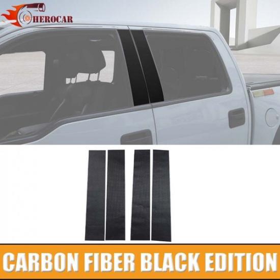 Car Window Pillar Post Trim Sticker Decal For Ford F150 2009-2014 Carbon Fiber