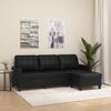 VidaXL 3-seater Sofa with Footrest Black 180 Cm Faux Leather, Sofa, Sofa with Footrest, Three-seater Sofa, 3201014