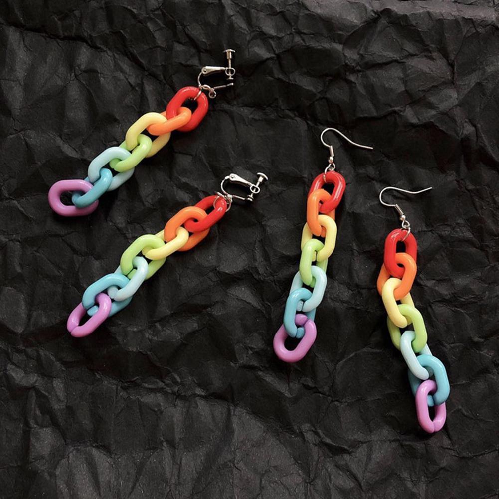 Модные женские серьги пластиковые в виде цепи