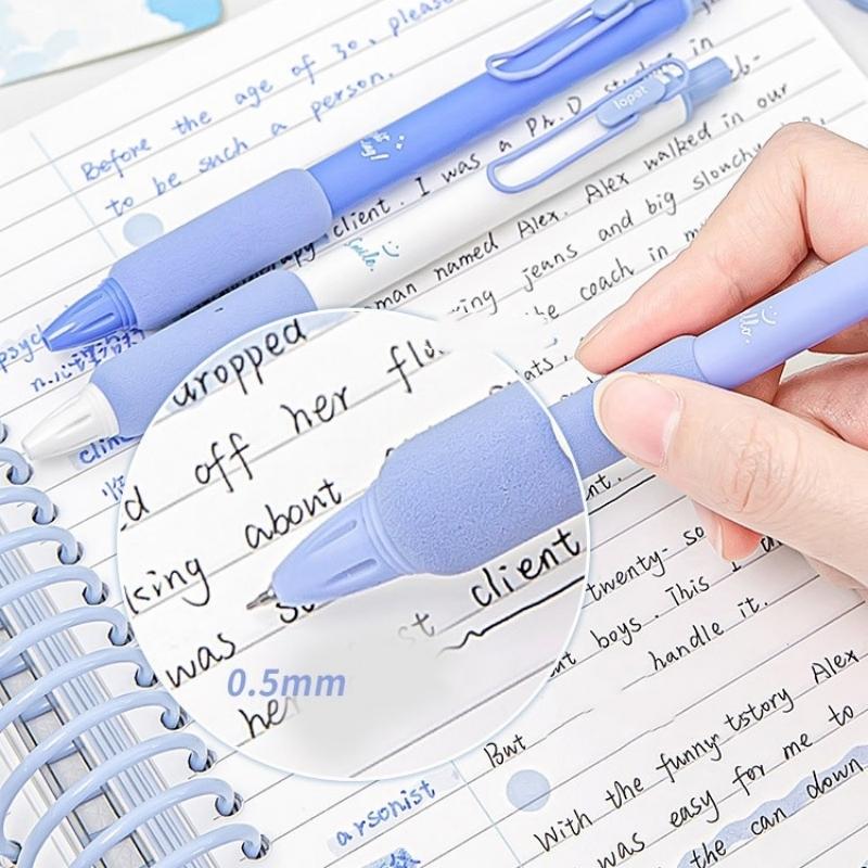 Набор гелевых ручек Blue Sky из 4 шт., шариковая ручка Soft Touch, шариковая ручка 0,5 мм, черные чернила черного цвета для письма, офиса, школы