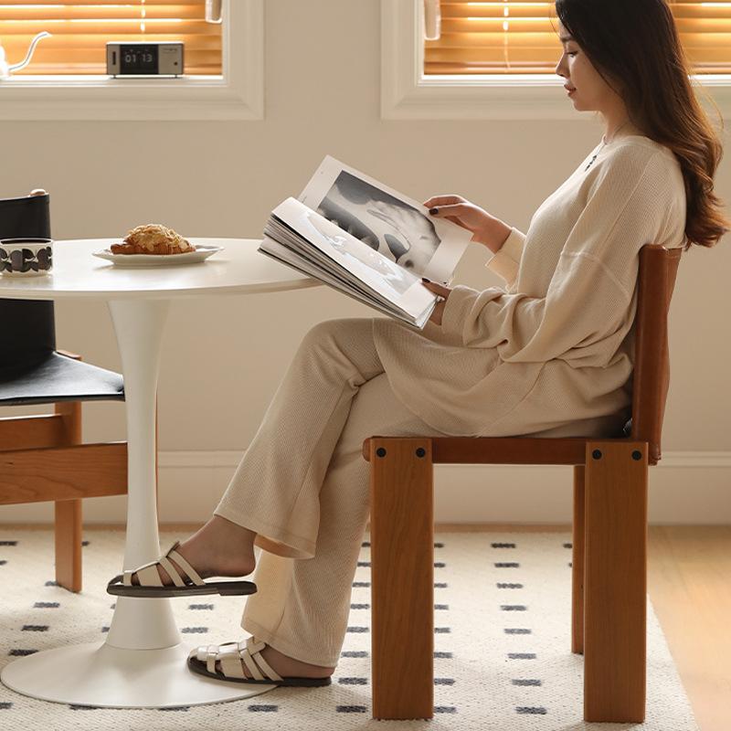 Обеденный стул из коровьей кожи в стиле ретро, массив дерева, современная мебель для дома, стул для гостиной, мобильный стул для спальни, письменный стол, табурет