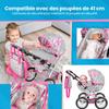 Kinderplay Poussette landau pour poupée, pliable, poignée réglable, sac inclus (KP0262S)