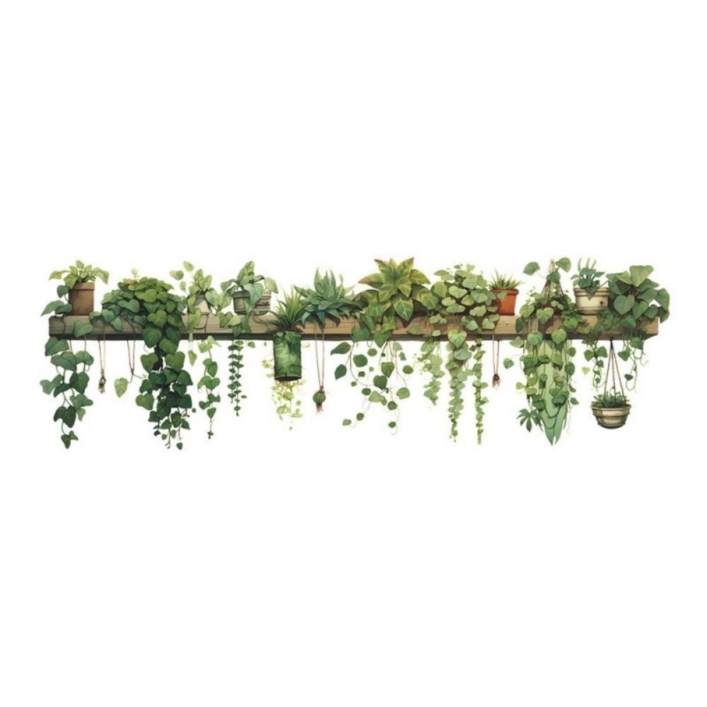 PVC Plant Branch Wall Decoration Hanging Basket Wall Decals Fresh Wallpaper  Background Wall
