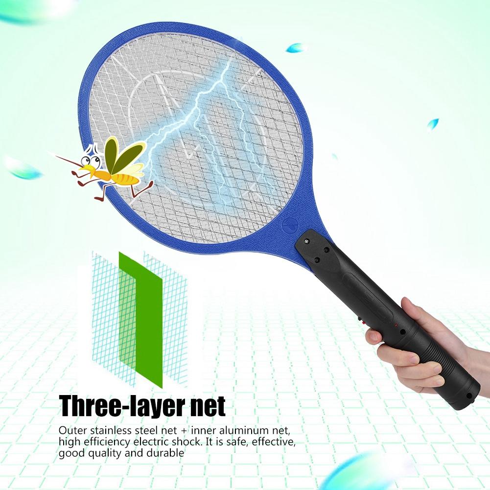 Fly Cordless Rechargeable Electric Mosquito Swatter Bug Zapper Racket Insects Killer Blue