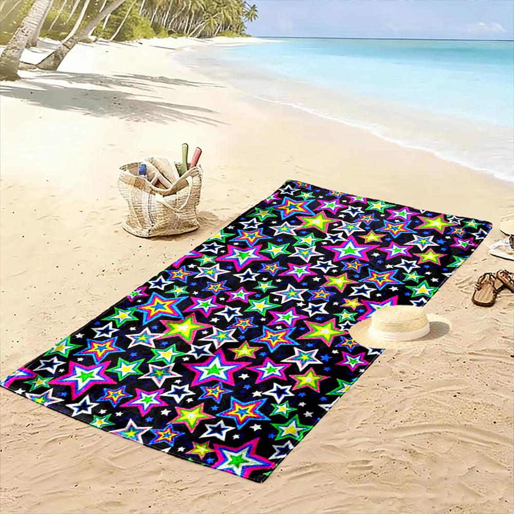 Colorful Neon Star Pattern Design Beach towel quick-drying for travel outdoor sports jogging beach and swimming