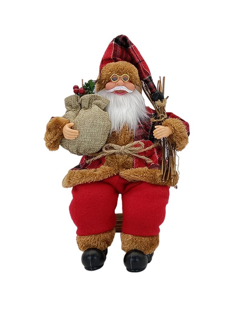 14'' Collectible Christmas Figure Decorations Sitting Santa Claus Figurines Santa Doll Toy