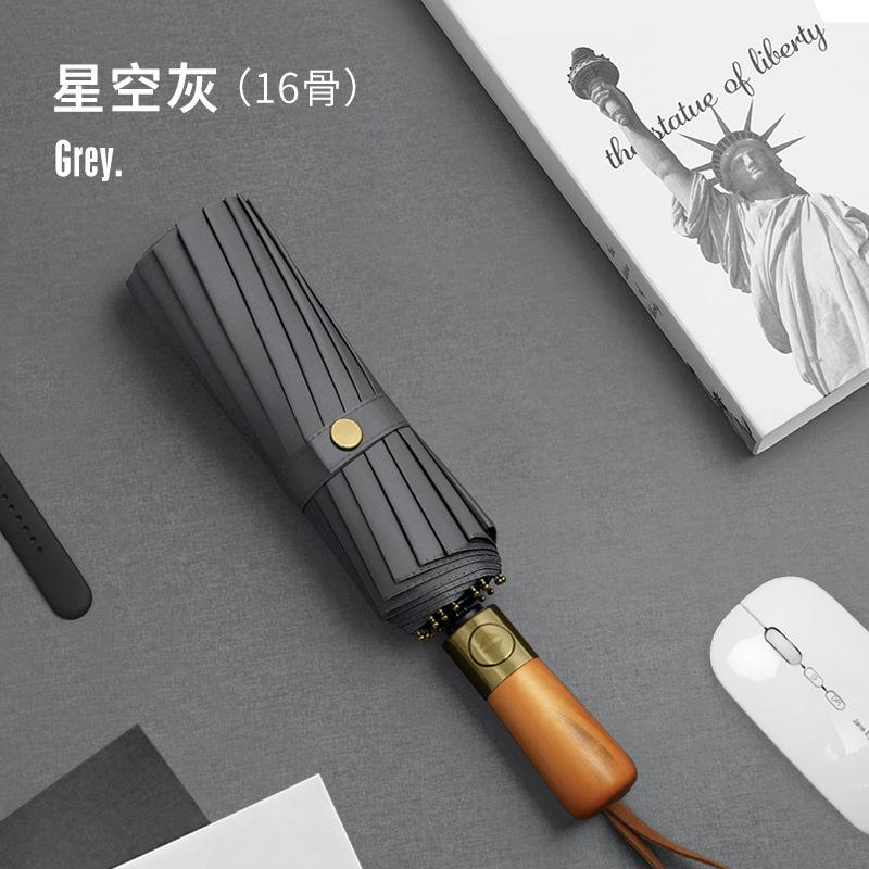 Бронзовый матовый зонт с 16 спицами, тройного сложения, автоматический, с надписью, зонт-антиветер