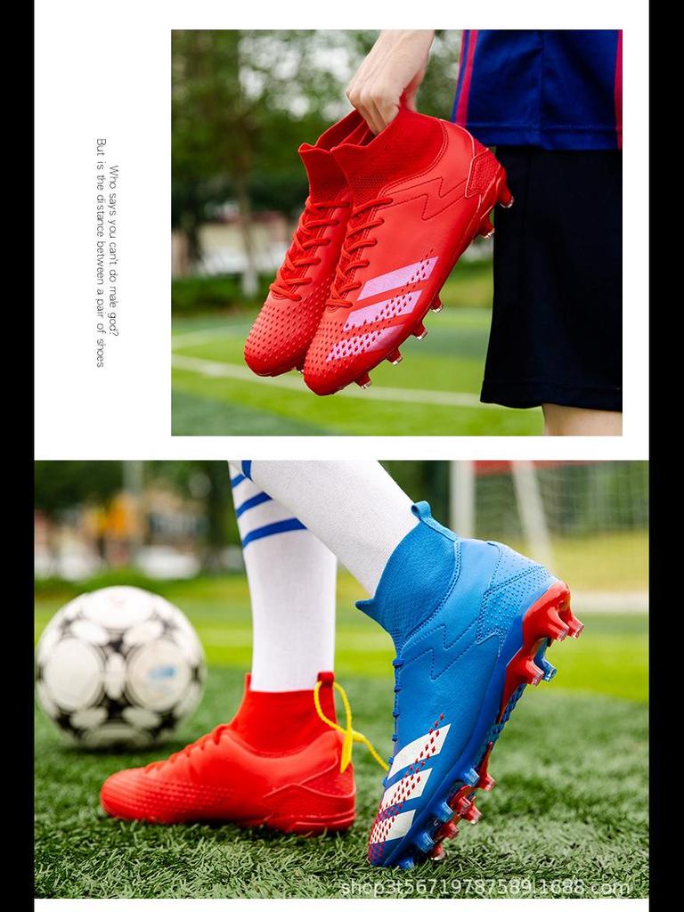 Футбольные бутсы унисекс с высоким берцем для детей, цвет мандариновый, длинные ногти, искусственная трава TF, для тренировок студентов.
