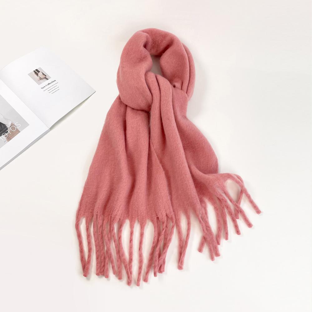 Solid Color Mohair Scarf Vacuum Packaging Warm Scarf Women's Shawl