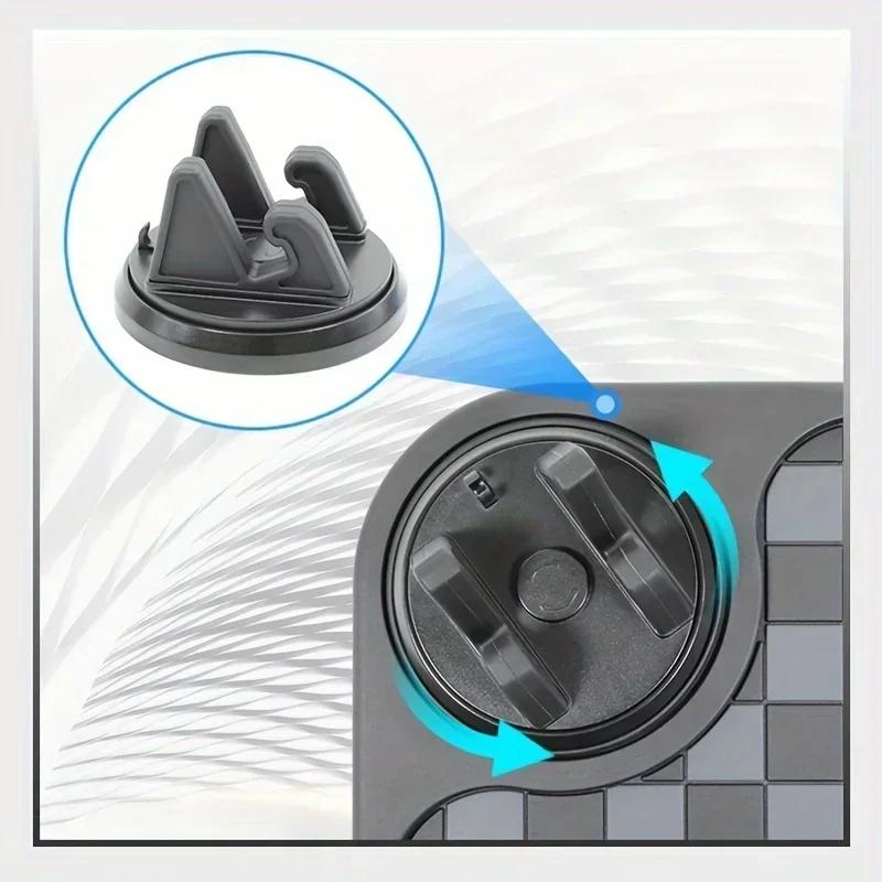 Car Anti-skid Pad Dashboard Center Console Dashboard Anti Slip Mat with Phone Mount 360-Degree Rotation PVC Key Storage Mat