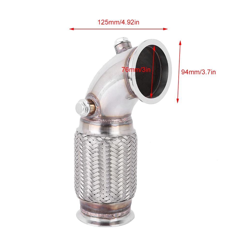 3in Steel V Band To V Band Downpipe Low 90 Degree with W Flex Bellow O2 Bungs Plug