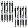 Pentel Gel Ink Energel Knock Ballpoint Silver 10 Pens Pen, 0.7mm, Barrel, BL77-A, Black,