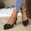 Women's Shoes Lace-up Cuff Women's High Heels Fashion Plus Size Office and Career New Butterfly-knot Closed Toe Sandals