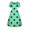 Women's Casual Fashion  Dress Vintage Sunflower Printed Round Short Sleeve Waisted Midi Long Big Swing Dresses