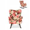 Кресло ушастое скандинавское Luna Print качалка на полозьях цветы