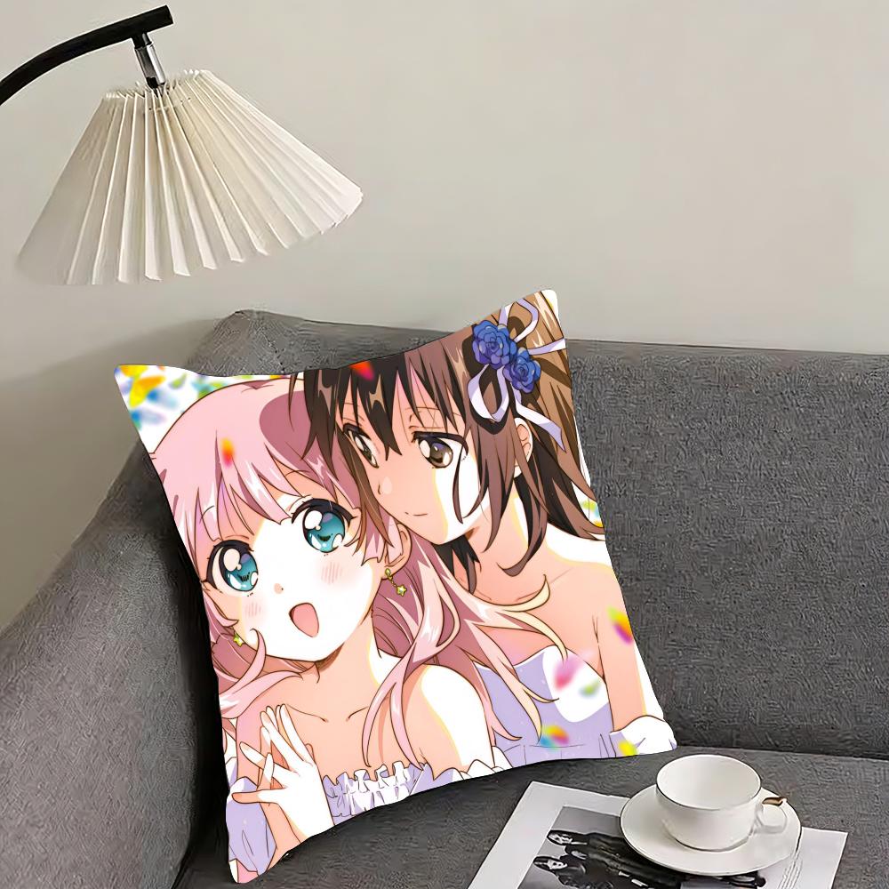 Чехол для подушки Yuru Yuri – Двусторонний плюшевый чехол для подушки – Для автомобиля, дивана, спальни, идеально подходит в качестве подарка.