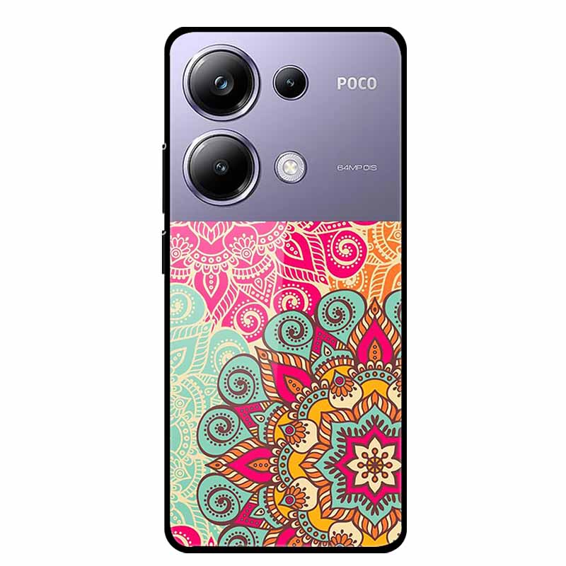 Чехол-накладка для Poco M6 Pro СтеклоЗакаленное Стекло Чехол Жесткая Задняя Панель Защита для Xiaomi Poco P oco M 6 Pro 6.67" Цветные Чехлы для Телефона