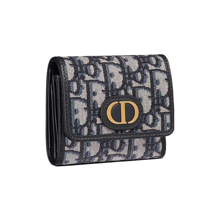 Dior 30 Montaigne Классический холщовый кошелек с косым принтом и вышивкой Женский кошелек Джинсово-синий S2057UTZQ-M928