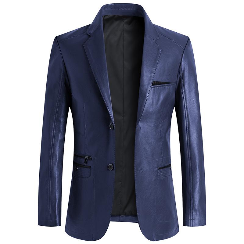 Весенне-осенний новый мужской кожаный костюм, модный гладильный корейский вариант, повседневный мужской костюм плюс толстый кожаный костюм, пальто Tide