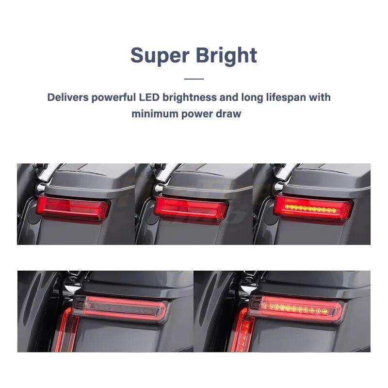 2xMotorcycle LED SaddleBag Turn Lamp Light Run Brake Light For Harley Touring Street Glide Road King FLHR Limited CVO 1997-2013