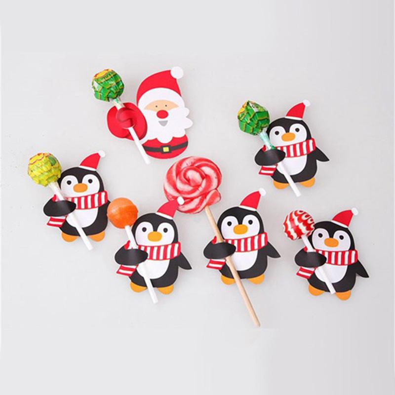 50-200 шт. Мультяшные Санта Леденец Бумажные Карточки Рождественская Палочка для Леденца Безопасная Бумага Конфета Шоколад Рождественский Декор DIY Подарочная Упаковка